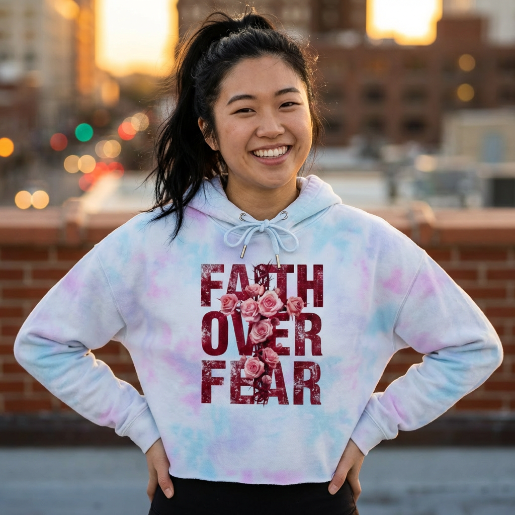 Faith Over Fear Cropped Hoodie — Christian Women's Pullover