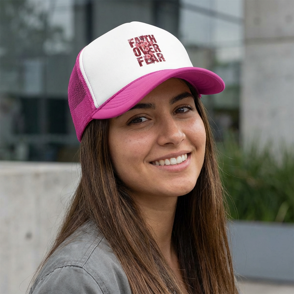 Faith Over Fear Trucker Cap — Christian Hat for Worship & Encouragement