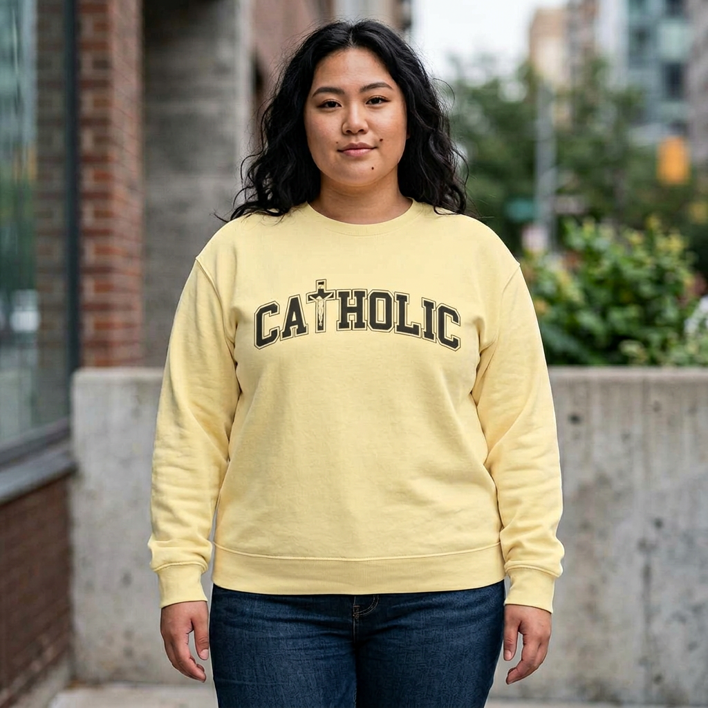 Catholic Crucifix Sweatshirt — Religious Cross Crewneck