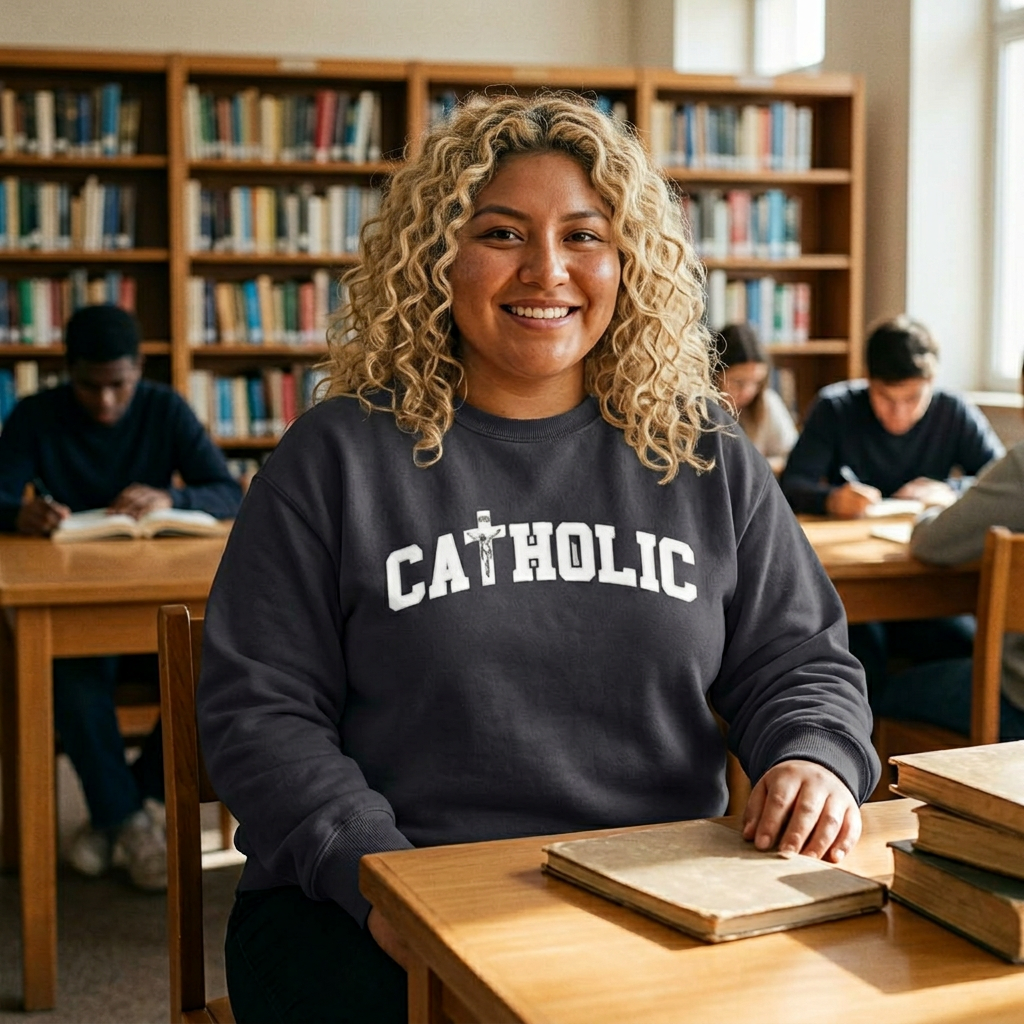 Catholic Crucifix Sweatshirt — Religious Cross Crewneck