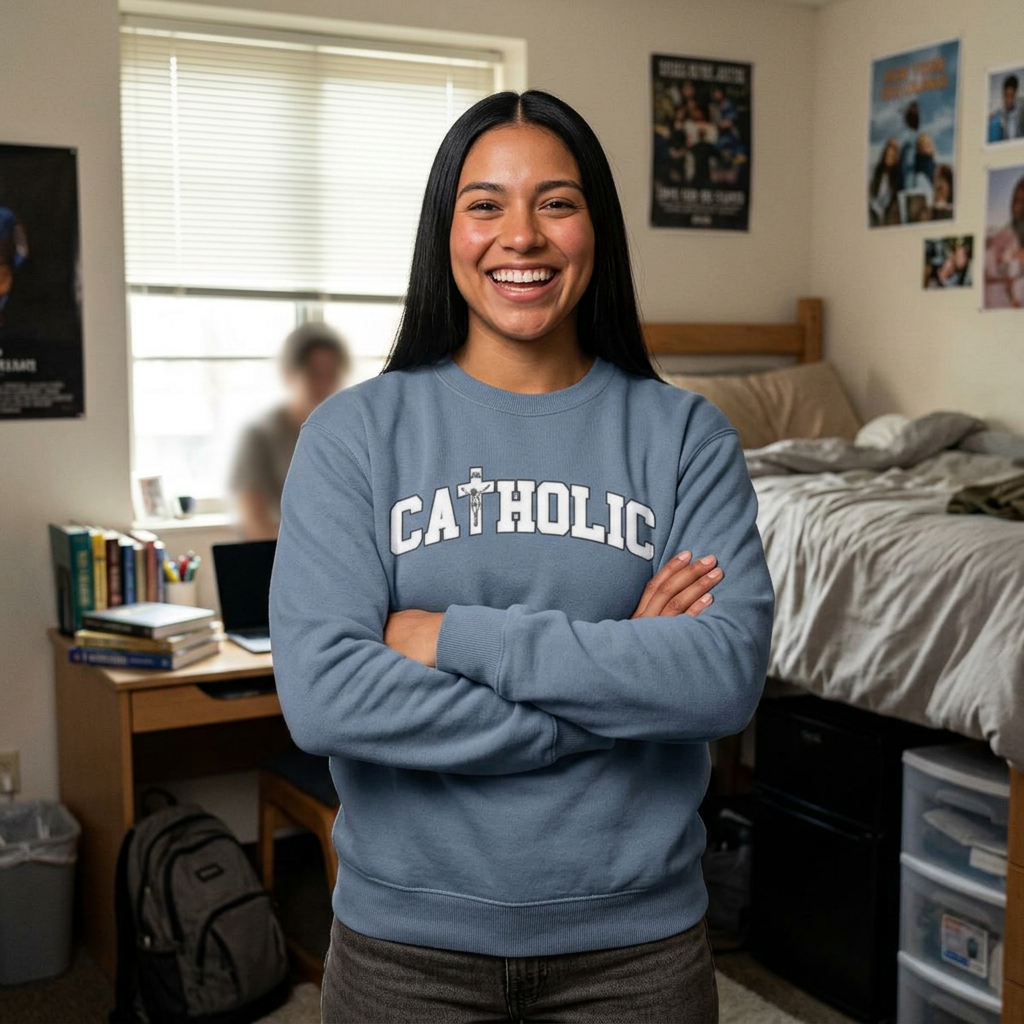 Catholic Crucifix Sweatshirt — Religious Cross Crewneck