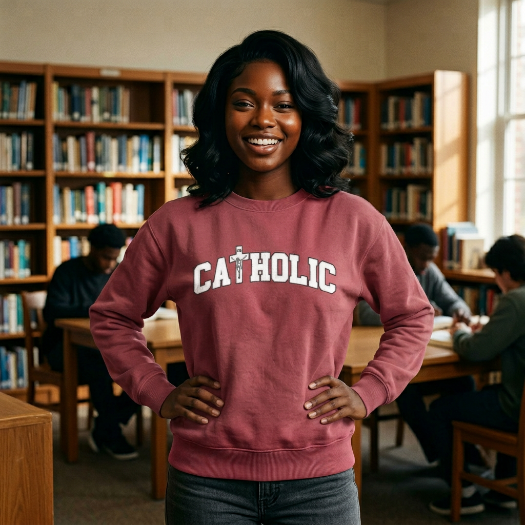 Catholic Crucifix Sweatshirt — Religious Cross Crewneck